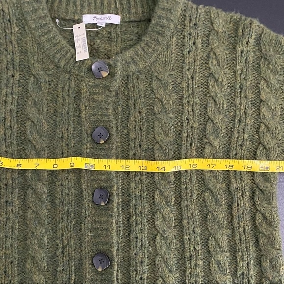Madewell New Wool Pointelle Chunky Cable Knit Fisherman Cardigan - Picture 10 of 14